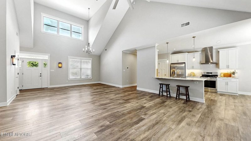 Vaulted living area open to the kitchen