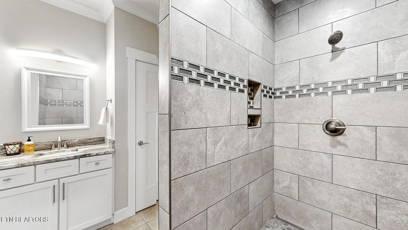 Tiled walk-in shower
