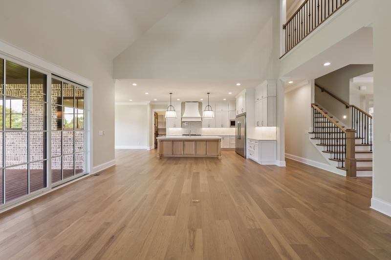 Open living area looking toward the staircase