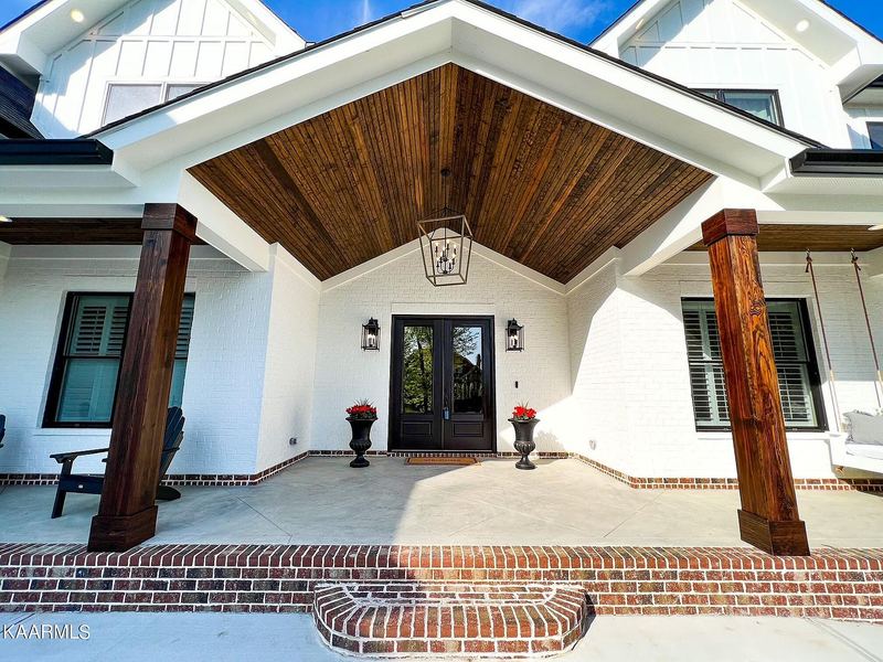 Front entry under a timber gable