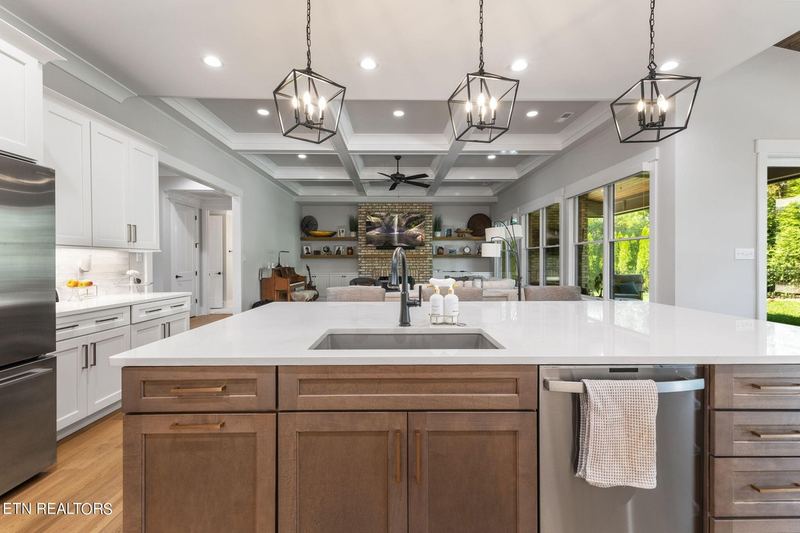 Kitchen island and open living area